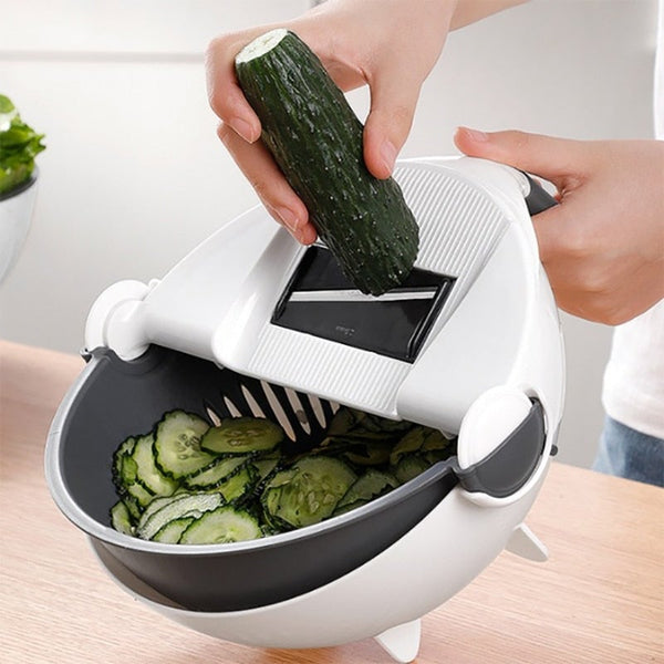 9 In 1 Multi functional Rotate  Fruit Grater Drain Basket